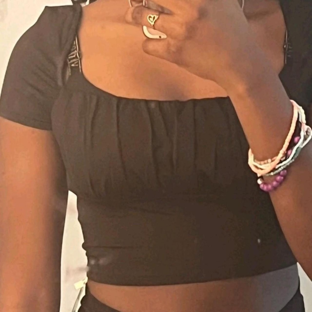 Black milkmaid crop top